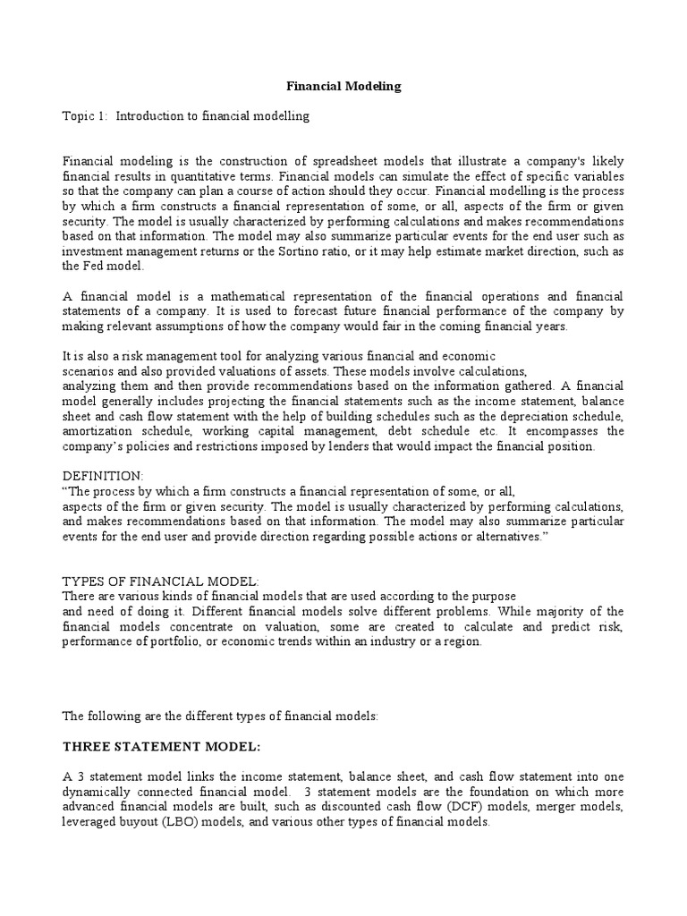An Introduction to Key Financial Modeling Concepts and Excel Functions PDF Net Present Value