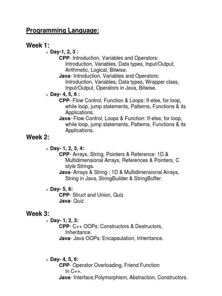 Comprehensive Programming Course Outline | PDF | C++ | Pointer ...
