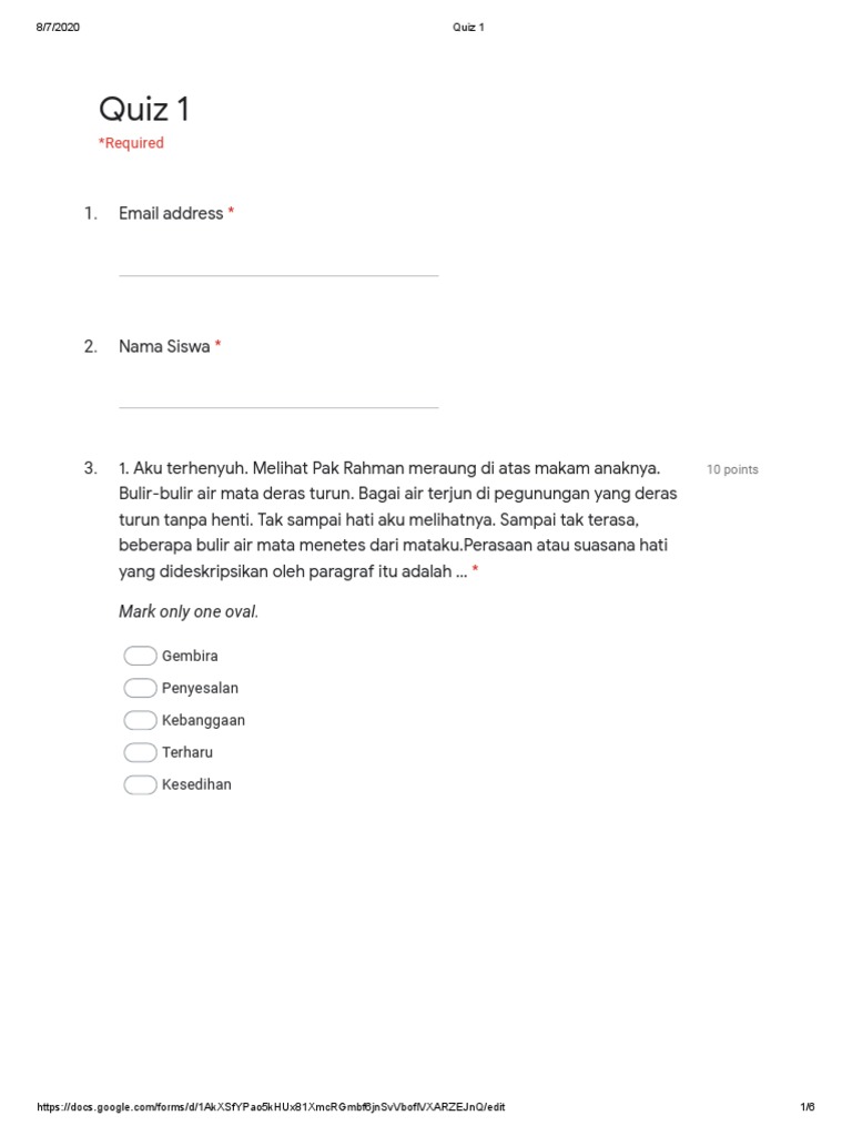 Quiz 1 Google Forms Pdf