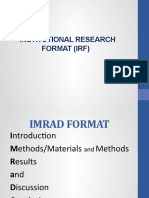 Institutional Research Format (Irf)