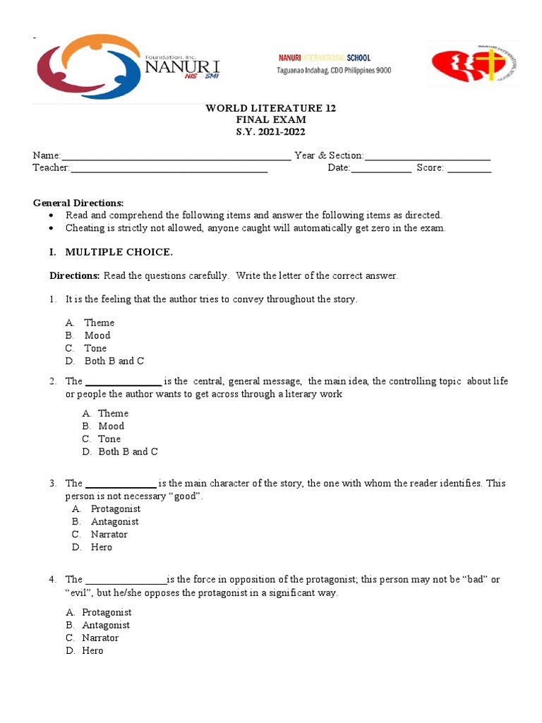 World Literature 12 Finals | PDF | Narration | Poetry
