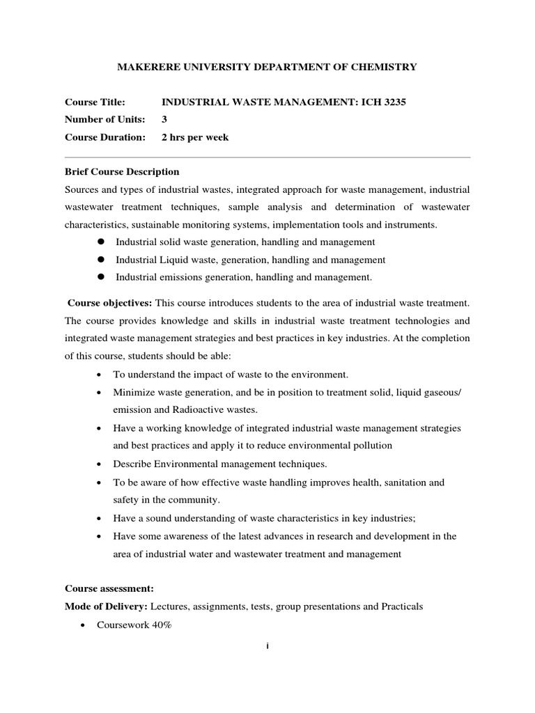 Industrial Waste Management Course Overview | PDF | Sewage Treatment ...