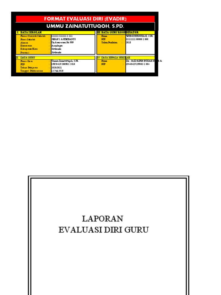 Evaluasi Diri Guru untuk Tindak Lanjut | PDF