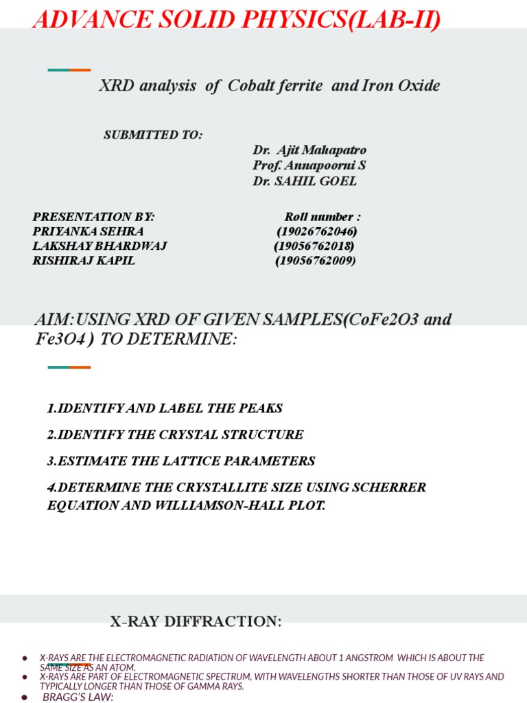 XRD Analysis of Cobalt Ferrite & Iron Oxide and Its Applications PDF