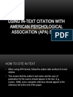Using In-Text Citation With American Psychological Association (Apa) Style
