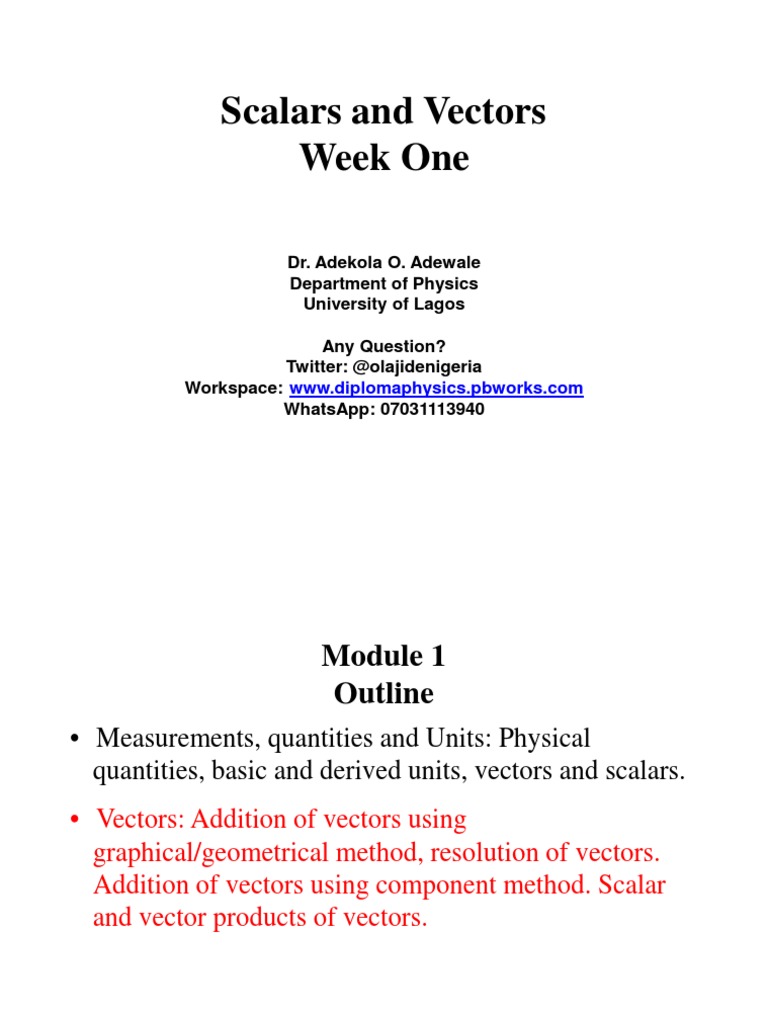 Scalars and Vectors in Physics | PDF | Euclidean Vector | Momentum