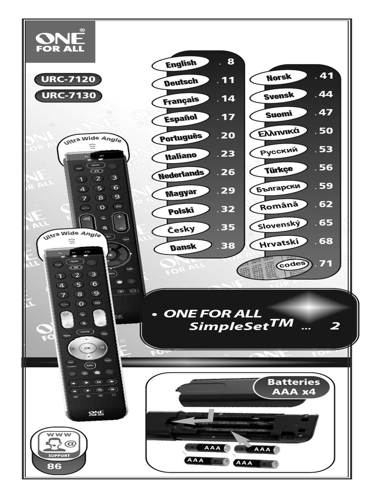 Urc7120 r00 and r01 Manual All Languages | PDF | Display Technology ...