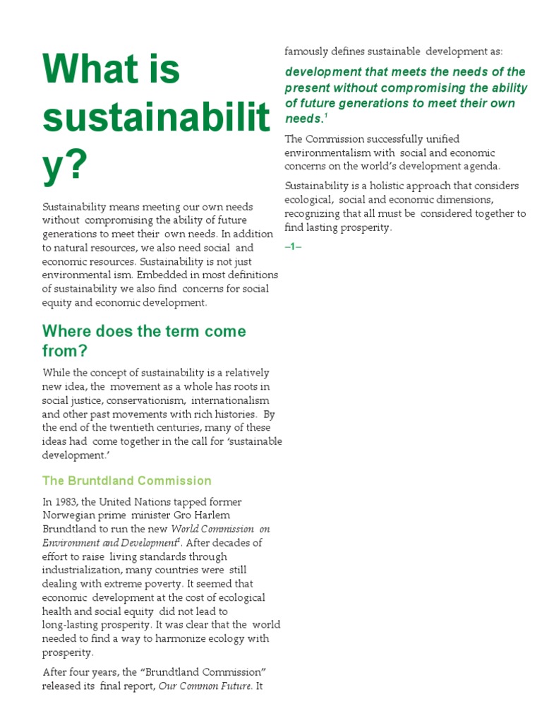 What Is Sustainability PDF Sustainability Environmental Social