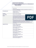 Environment International: Implications of Nanoscience and Nanotechnology As Perceived by Nano Scientist