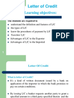 Learning Objectives:: Letter of Credit