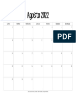 Calendario Imprimible Agosto 2022