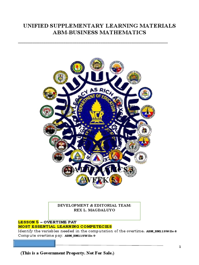 Mathematics 3 Week 5: Unified Supplementary Learning Materials Abm ...