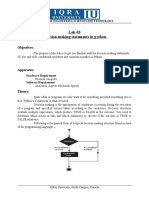 Lab-03 Decision Making Statements in Python: Objectives