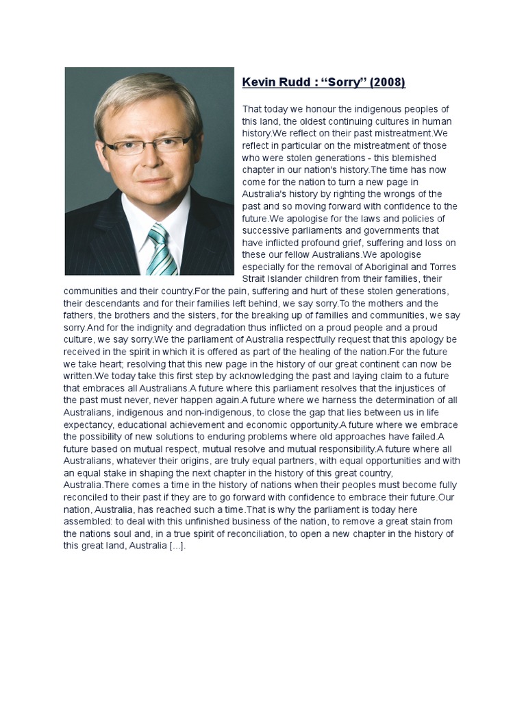 Kevin Rudd Sorry Speech Transcript Pdf – YYHN