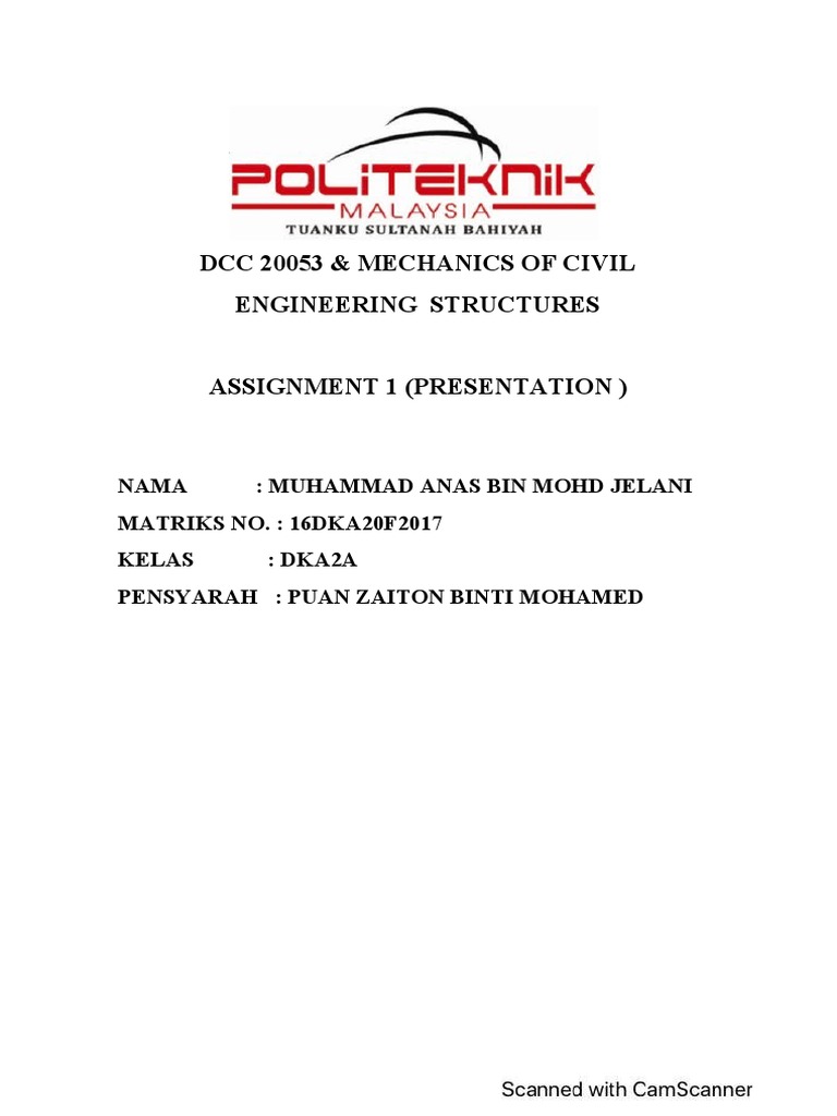 DCC 20053 Civil Engineering Assignment | PDF