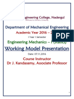 Working Model Presentation: Engineering Mechanics - I (Statics)