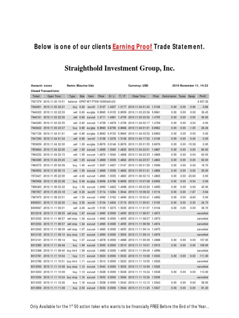 Financial Freedom Trading Proof | PDF | Money | Business