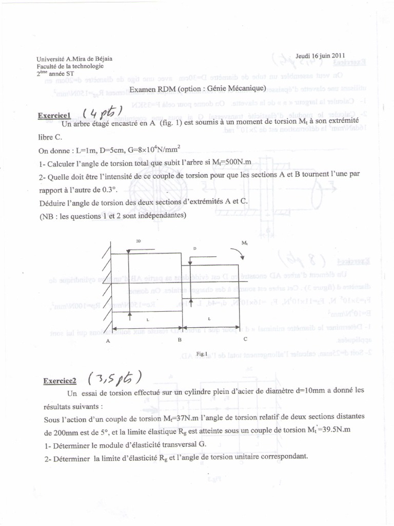 RDM Examen 02 Corrigé | PDF | Mécanique | Ingénierie mécanique