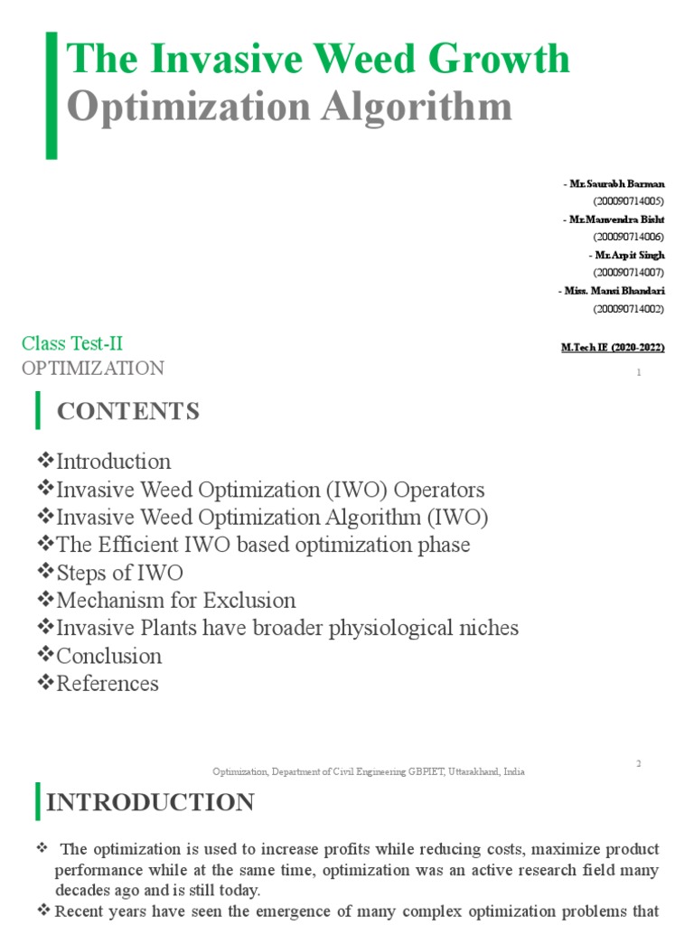 Invasive Weed Optimization Algorithm by Saurabh Barman | PDF ...