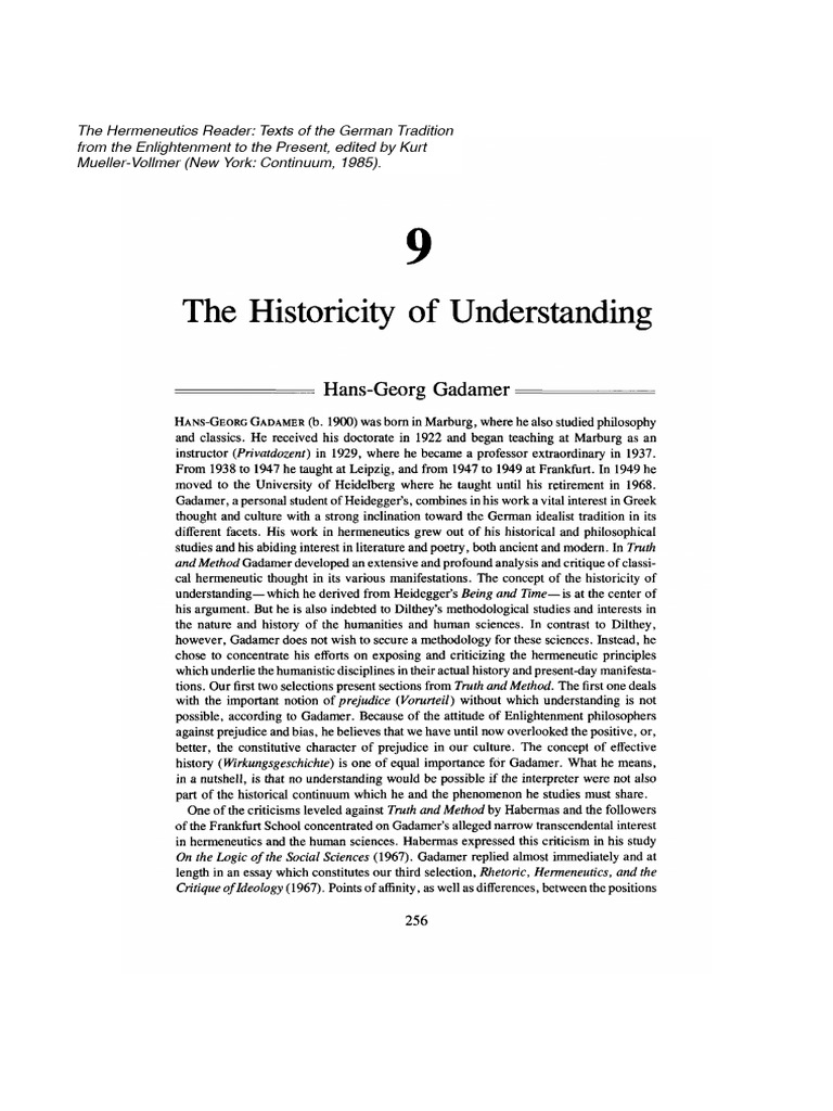 Gadamer: ‘The Problem Of Method’ – NMSMJK