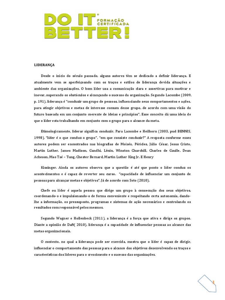 Apostila Liderança Pdf Liderança Motivação
