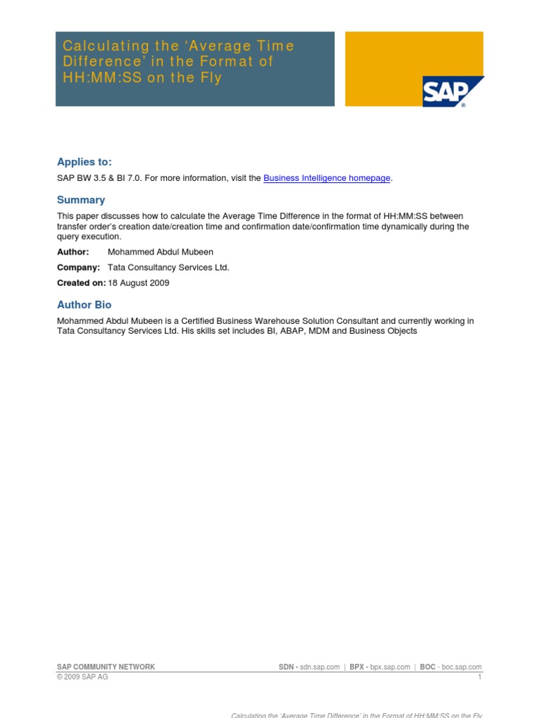 Calculating Average Time Difference in The Format of HHMMSS On The Fly PDF Software