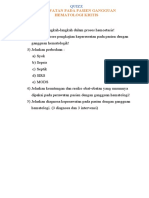 Perawatan Pada Pasien Gangguan Hematologi Kritis: Quizz