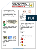 3 Sinif Maddeyi Taniyalim Unite Testi