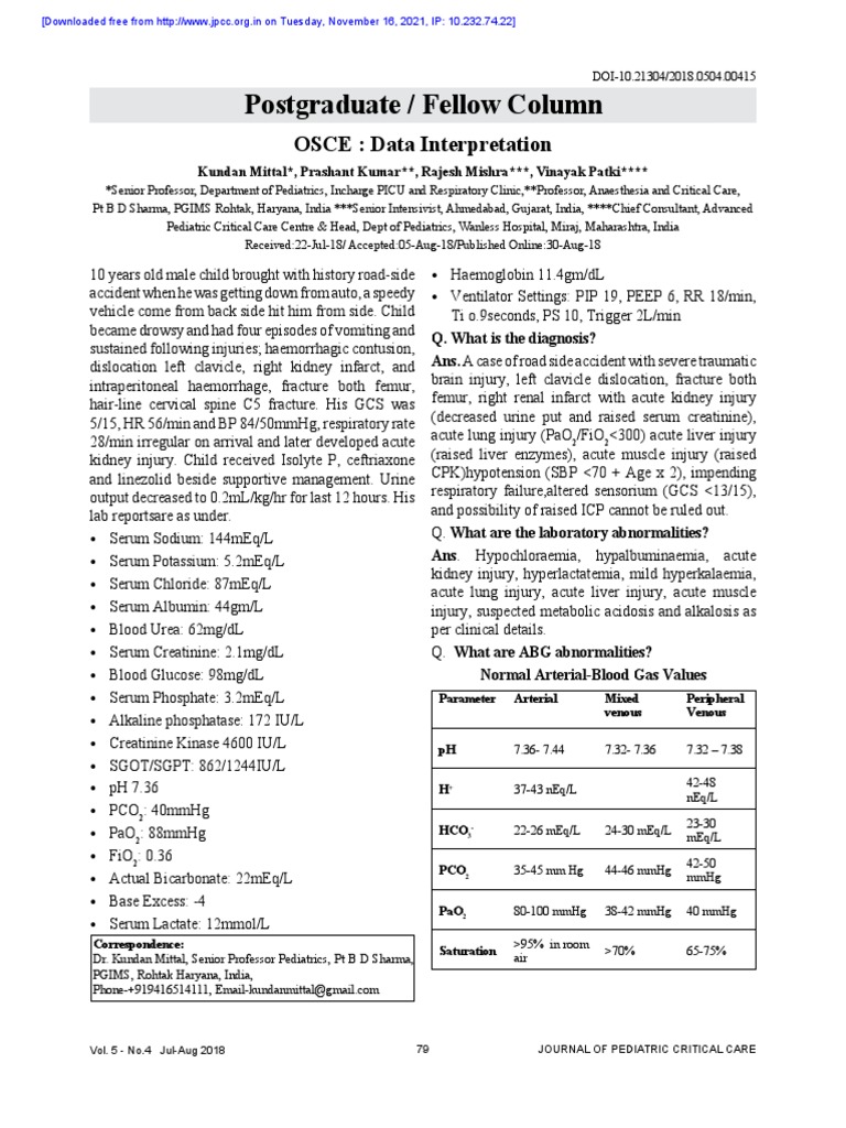Postgraduate / Fellow Column OSCE Data Interpretation PDF Medical