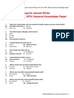 Sports Solved Mcqs (For CSS, PMS, NTS) General Knowledge Paper