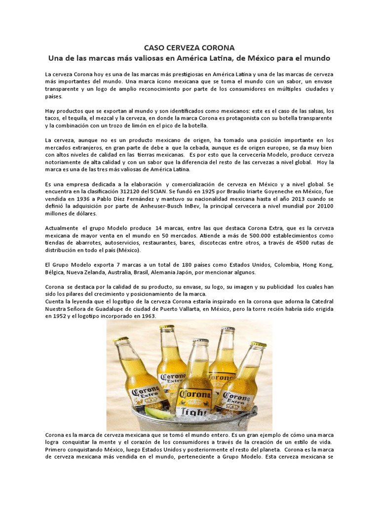 Caso Cerveza Corona | PDF | Marca | Cerveza
