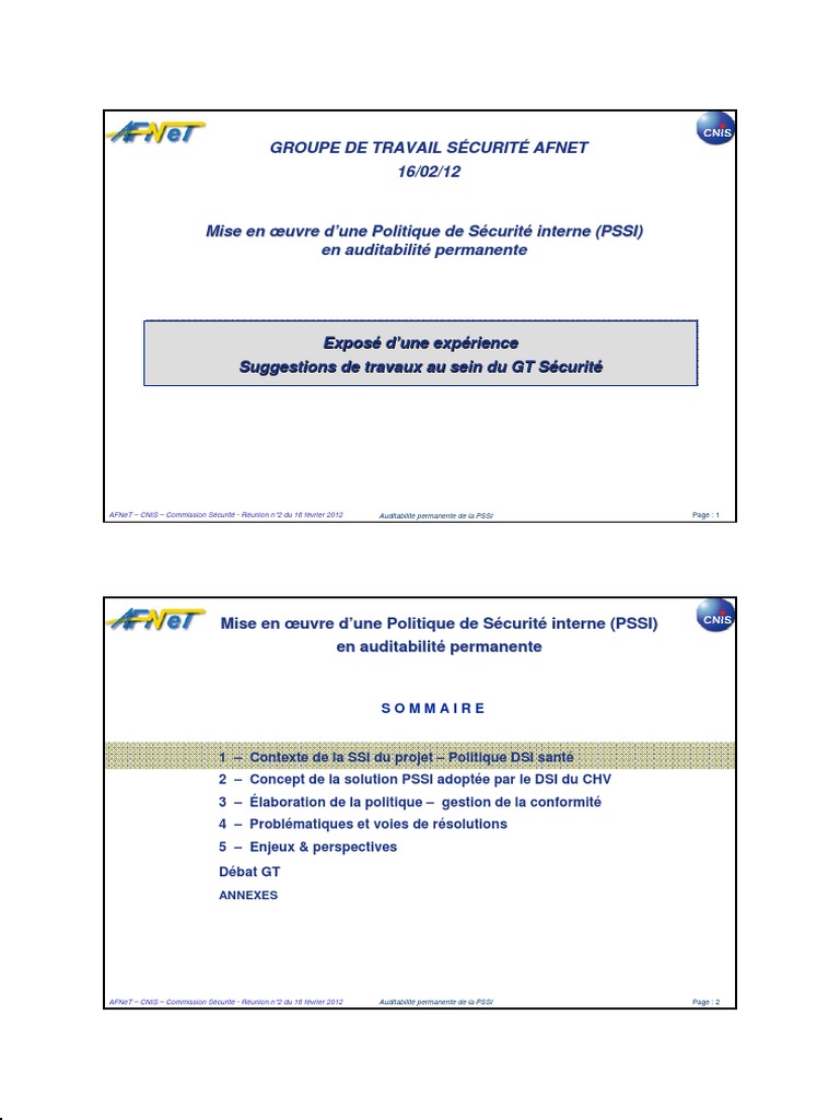 Auditabilité de la PSSI en Santé | PDF | Sécurité | Sécurité des ...