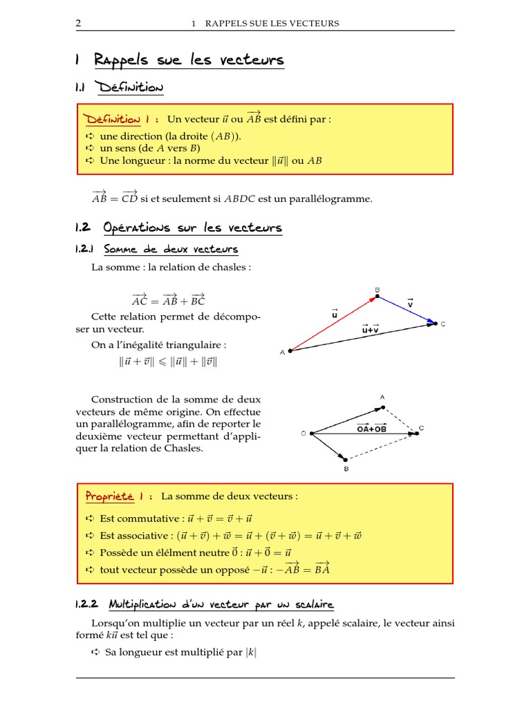 07 Rappel Sur Les Vecteurs Barycentre | PDF | Algèbre générale ...
