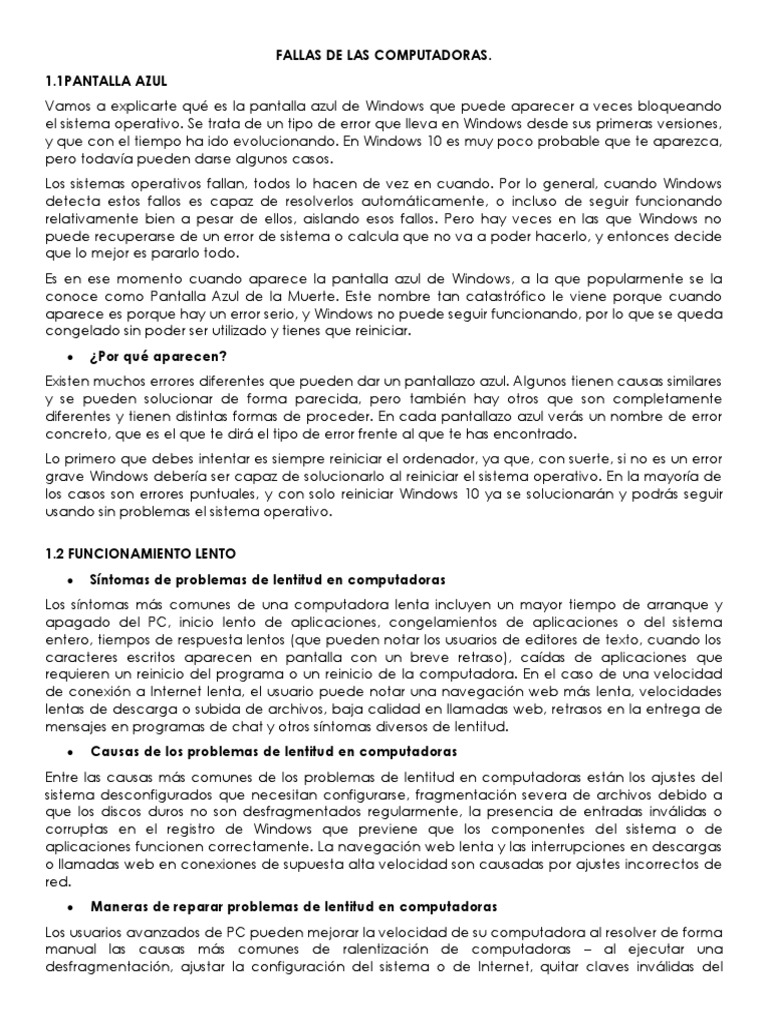 Fallas De Las Computadoras Pdf Virus De Computadora Software