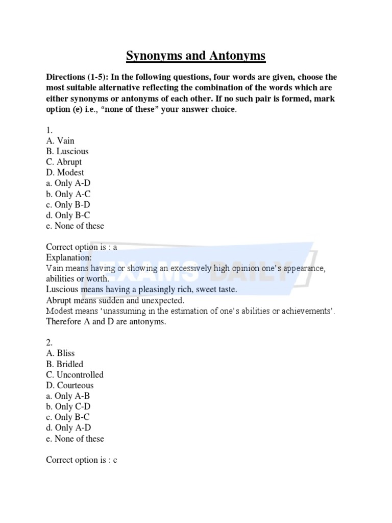 Synonyms and Antonyms PDF Criminal Justice Crime & Violence