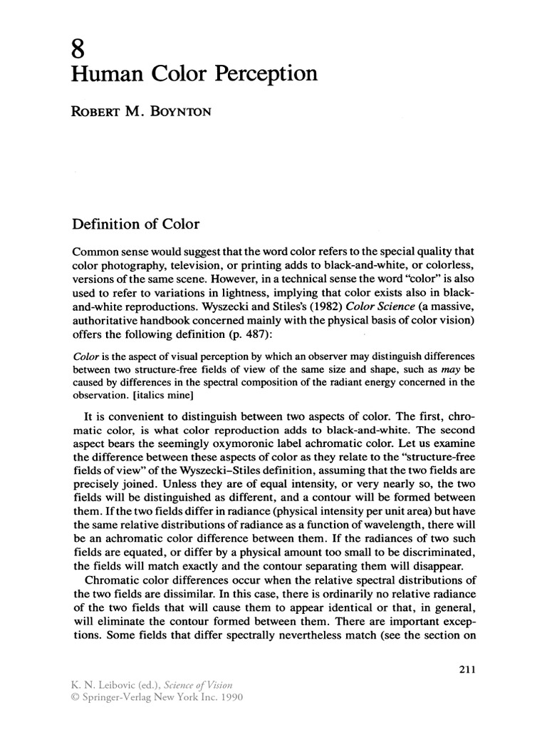 Human Color Perception: Robert Boynton | PDF | Color | Visual Perception