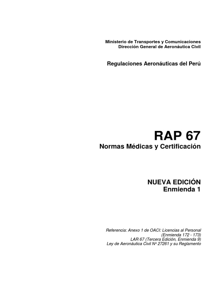 RAP 67 Completa | PDF | Medicina | Reglas de vuelo por instrumentos