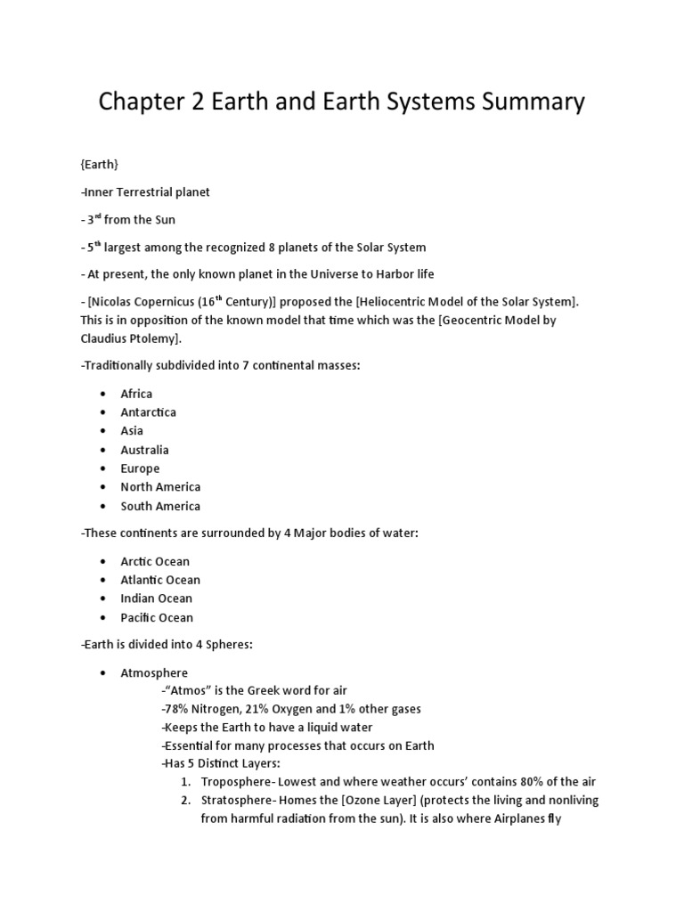Earth's Systems Overview | PDF | Earth | Atmosphere Of Earth