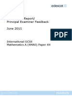 Examiners' Report/ Principal Examiner Feedback June 2011: International GCSE Mathematics A (4MA0) Paper 4H