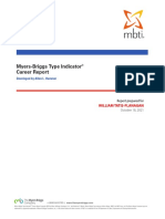 Myers-Briggs Type Indicator Career Report: Developed by Allen L. Hammer
