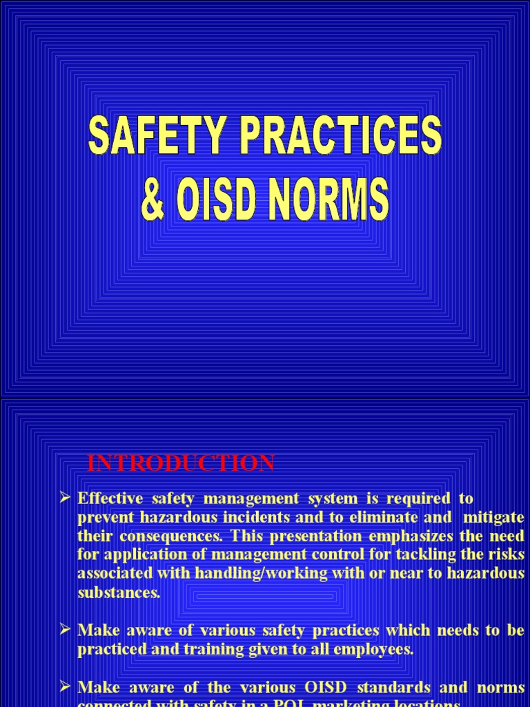 Safety Practices Oisd Norms PDF Safety Occupational Safety And Health