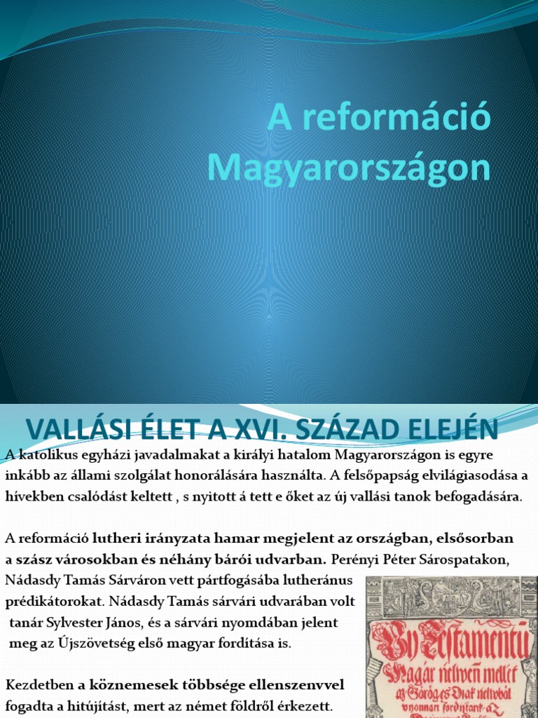 14 a Reformáció Magyarországon PDF