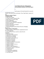 Format of Project Report in Human Resource Management