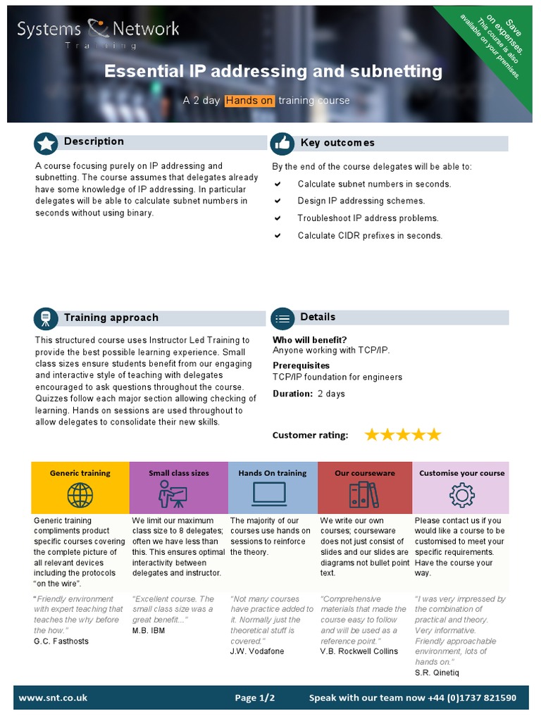 Essential IP Addressing Training Course | PDF | Ip Address | Computer ...