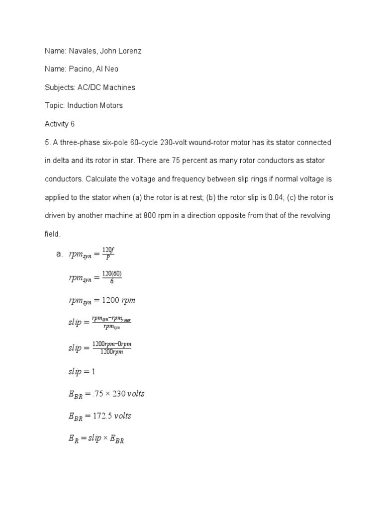 Induction Motor Calculations and Analysis | PDF | Electric Motor ...