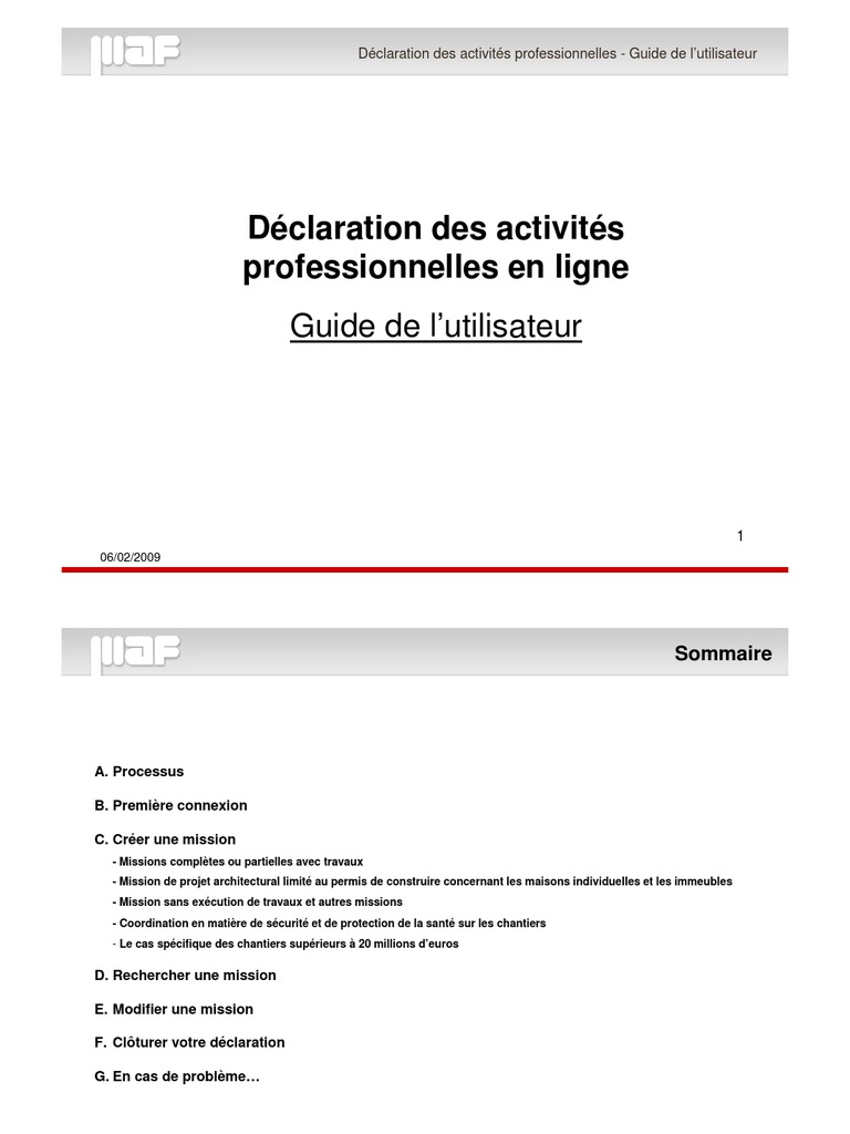 Guide de déclaration des missions MAF | PDF | Dé | Assurance