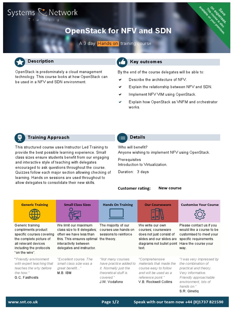 OpenStack NFV and SDN Training Course | PDF | Open Stack | Information ...