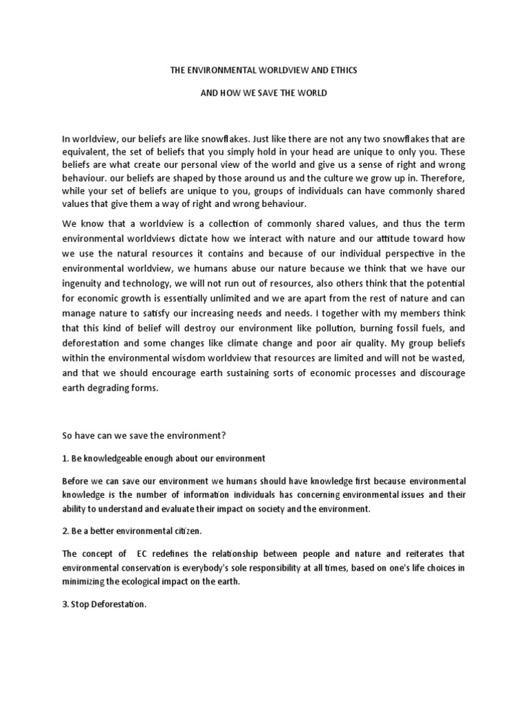 Understanding Environmental Worldviews | PDF | Climate Change ...