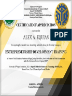 Certificate of Appreciation Entrep Alex Equias Batch 2