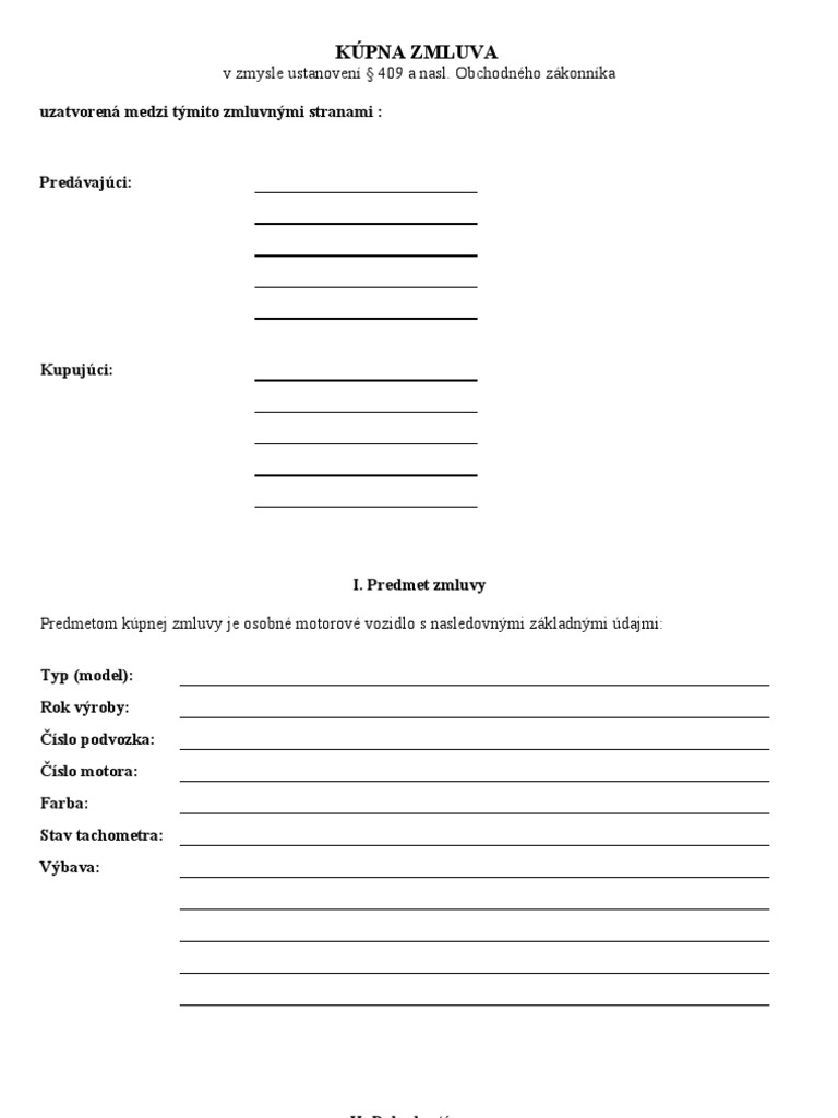 Kupno Predajna Zmluva PDF